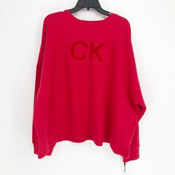 CALVIN KLEIN PERFORMANCE Crewneck Sweatshirt 2X Salsa Red Fitness Logo NWT - Picture 2 of 9